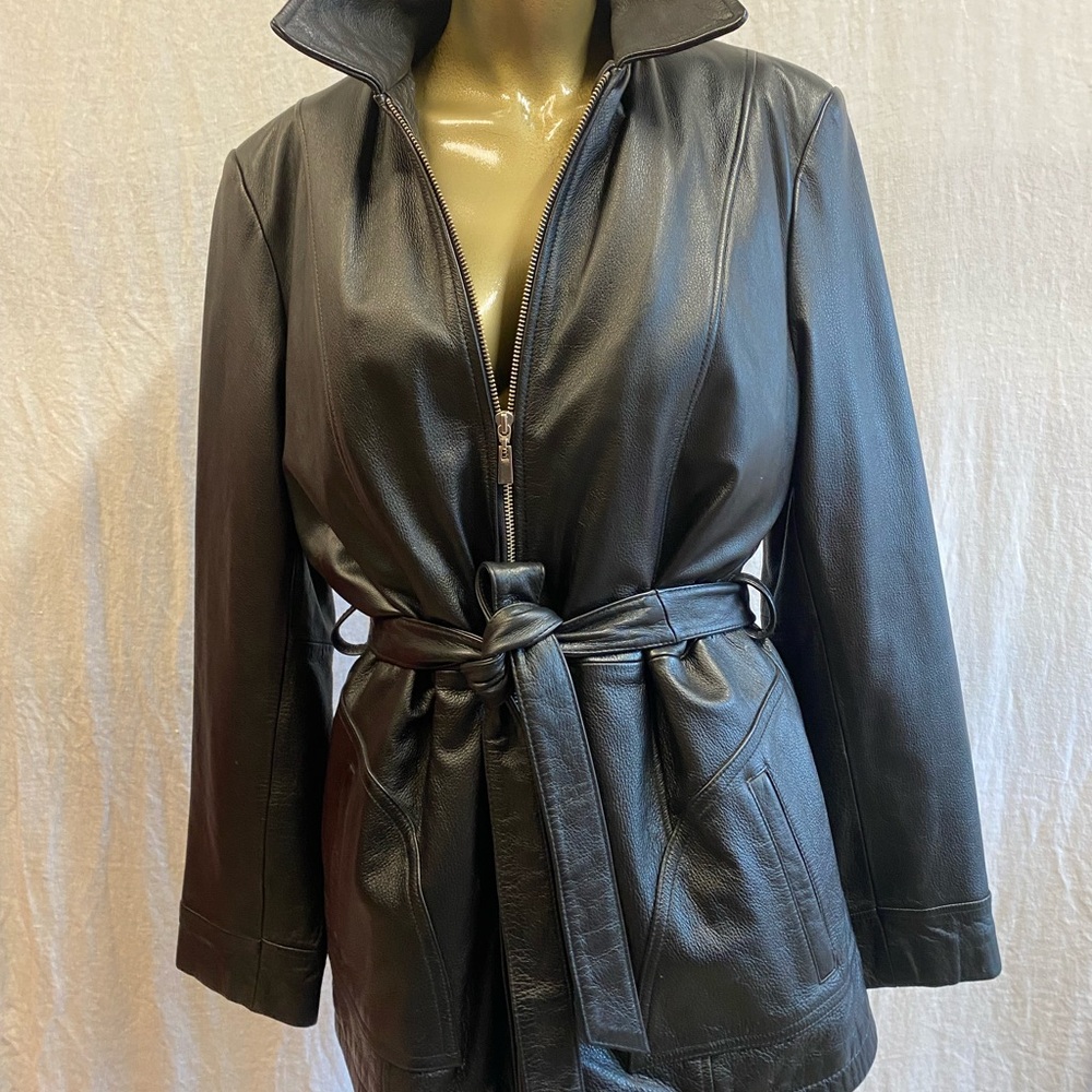 Wilsons Leather Espresso brown Leather Jacket with Wrap Style and Tie Belt